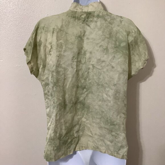 Vintage Silk Fairy Grunge Fairycore Green Dainty Floral Butterfly Blouse Small - Picture 6 of 10